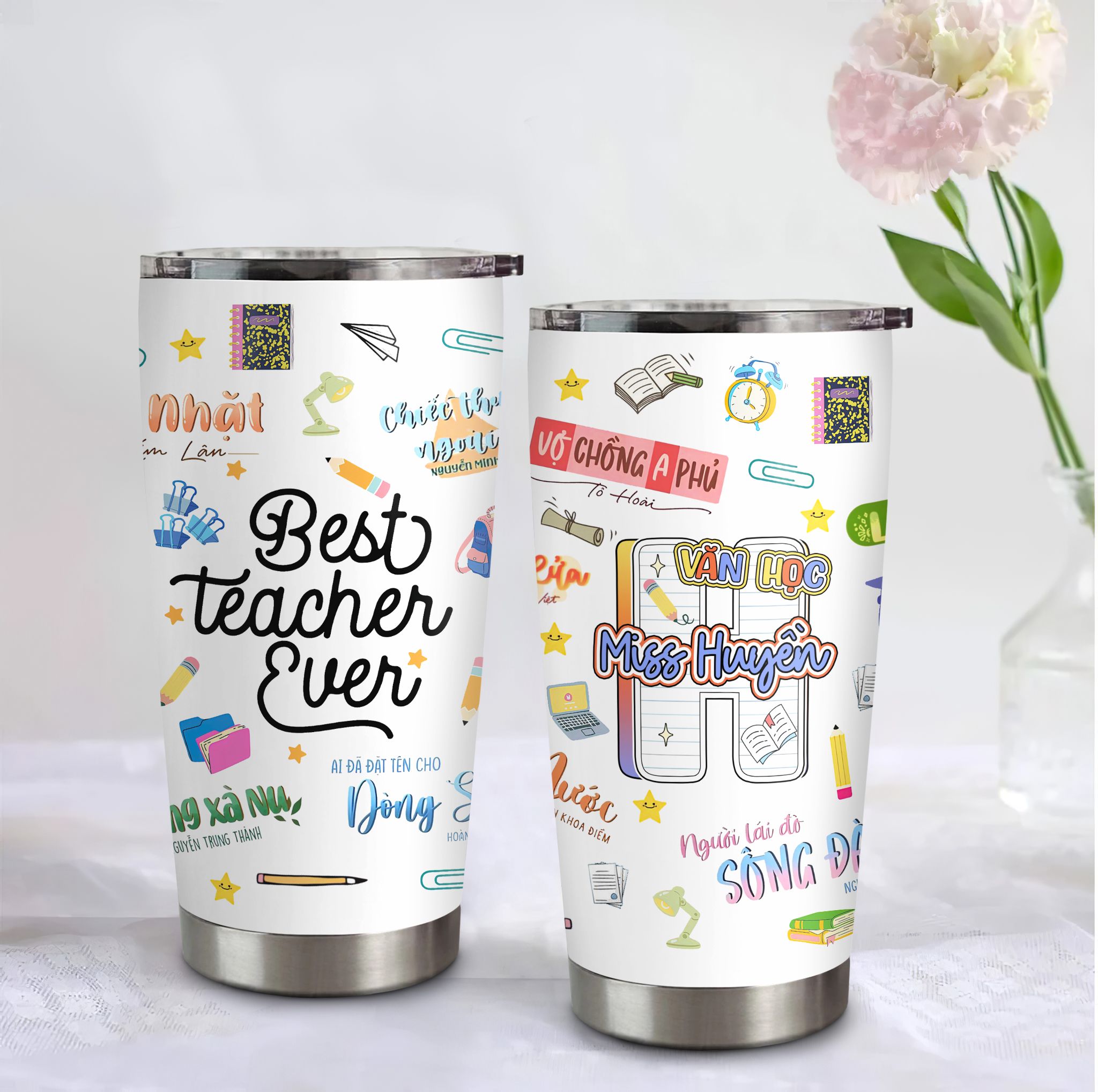 Best Teacher Ever Ly Giữ Nhiệt Giáo Viên Go Drink Nhà Giáo Bình giữ nhiệt 950ml In Tên, Hình Ảnh Theo Yêu Cầu