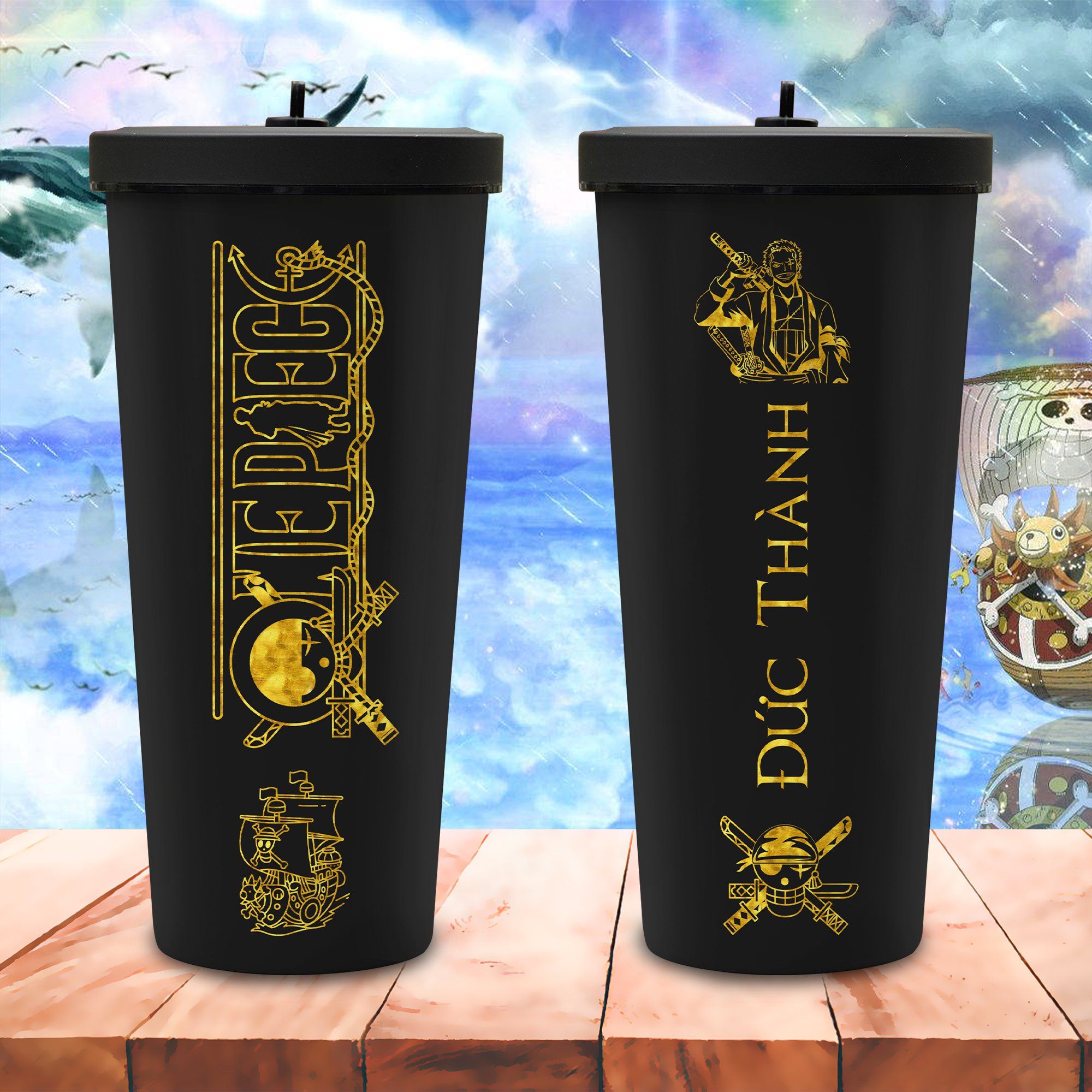 Zoro Gold Go Drink Anime Cốc Giữ Nhiệt 740ml In tên, hình ảnh theo yêu cầu