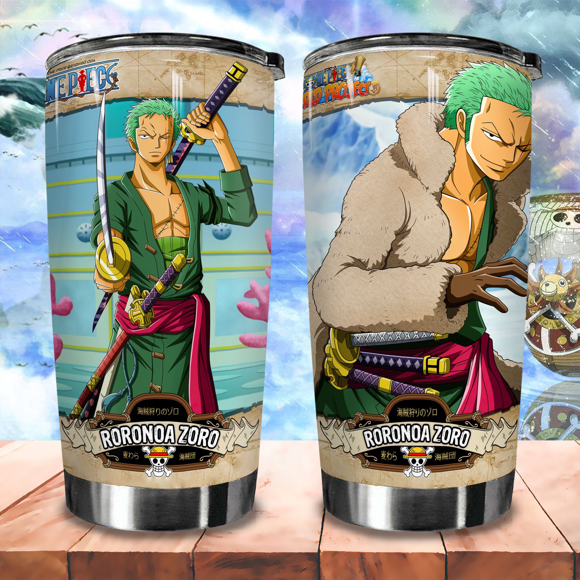 Zoro One Piece Ảnh Nhân Vật Go Drink Anime Cốc giữ nhiệt 600ml In tên, hình ảnh theo yêu cầu