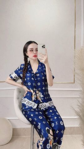 Đồ Bộ Mặc Nhà NhiStore Pyjama Dài Thời Trang Nữ Giá Rẻ Áo Cài Nút Tay Ngắn Sale Quần Dài Lưng Thun Co Dãn Dễ Mặc 50kg