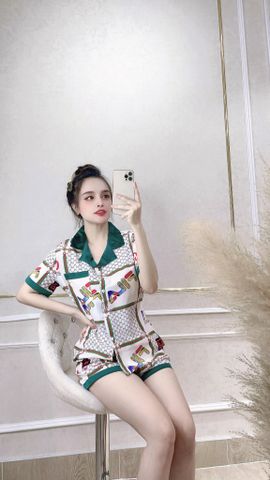 Đồ Bộ Mặc Nhà NhiStore Pyjama Dài Thời Trang Nữ Giá Rẻ Áo Cài Nút Tay Ngắn Sale Quần Dài Lưng Thun Co Dãn Dễ Mặc 50kg