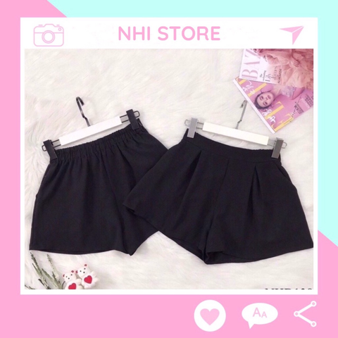 QUẦN SHORT NGẮN NHISTORE LƯNG LIỀN ỐNG RỘNG VẢI COTTON LẠNH FREESIZE DƯỚI 57KG