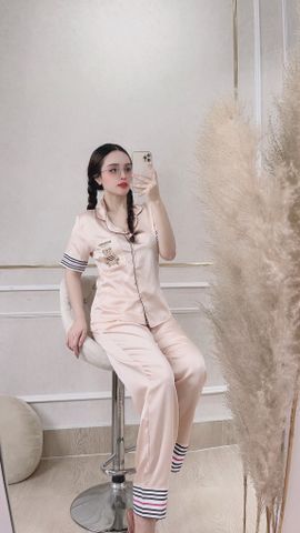 Đồ Bộ Mặc Nhà NhiStore Pyjama Dài Thời Trang Nữ Giá Rẻ Áo Cài Nút Tay Ngắn Sale Quần Dài Lưng Thun Co Dãn Dễ Mặc 50kg