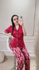 Đồ Bộ Mặc Nhà NhiStore Pyjama Dài Thời Trang Nữ Giá Rẻ Áo Cài Nút Tay Ngắn Sale Quần Dài Lưng Thun Co Dãn Dễ Mặc 50kg