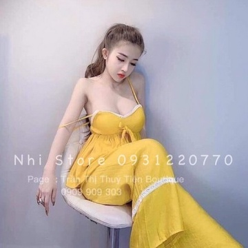 Bộ Kiểu Mặc Nhà Nhistore - Sét Bộ Dài Chất Lụa Satin Áo 2 Dây Cúp Ngực Phối Ren Sexy Freesize Dưới 57kg