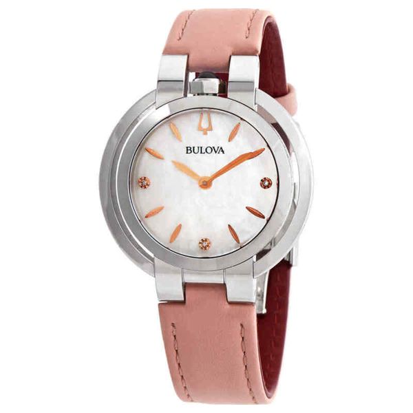  Đồng hồ Nữ  Bulova Women's Quartz Diamond Accent Pink Leather Strap 96P197 