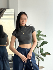 Áo croptop Mila Top CT005 cổ leo, tay hến, chất thun gân, form ôm body - Uni By Heart