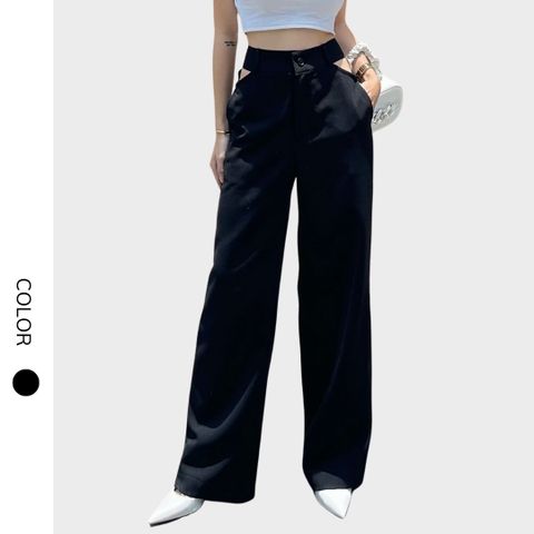 Quần ống suông Timo Pant QD007 xẻ eo quyến rũ, vải dày dặn - Uni By Heart