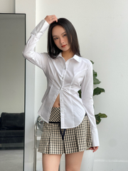 Áo sơ mi Tight Shirt SMI025 màu trắng trơn, form ôm, tay dài - Uni By Heart