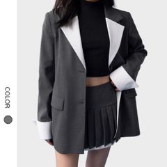 Áo blazer nữ Anne AK006 phối cổ trắng, tay trắng, chất liệu dày dặn, kiểu dáng hiện đại - Uni By Heart