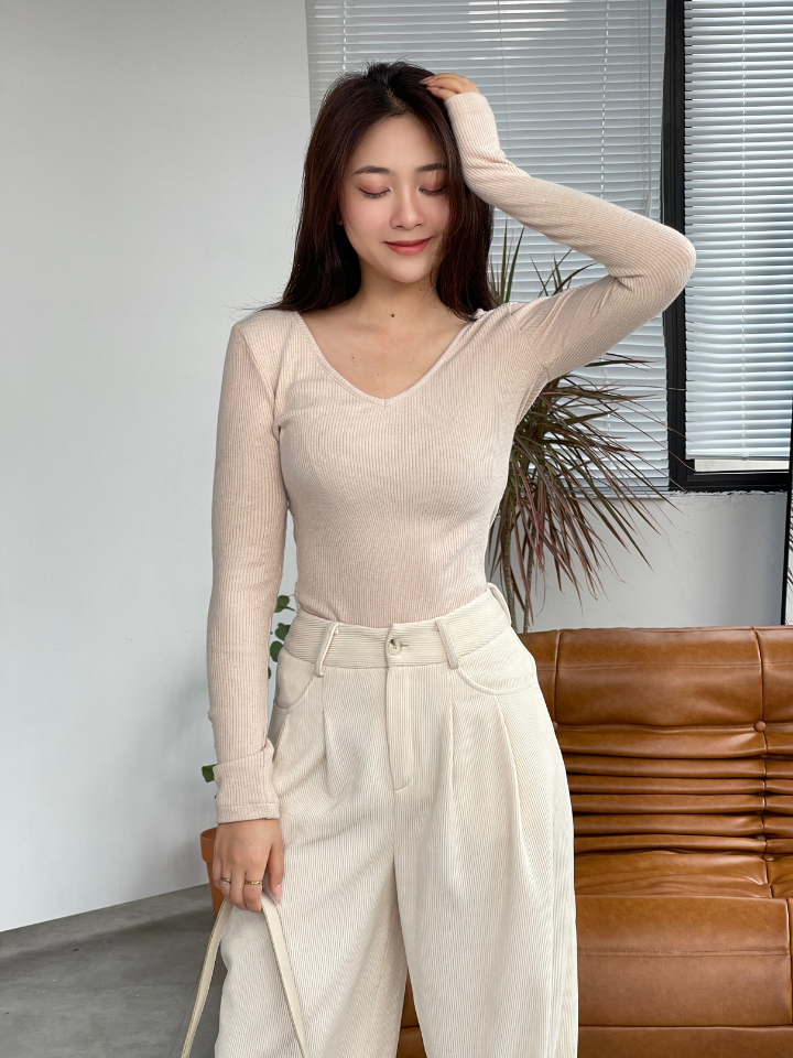 Quần nhung tăm Elactic Pants QD022 ống rộng, dáng suông, trẻ trung thanh lịch - Uni By Heart