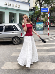 Chân váy dài trắng Ella Skirt CVT02 dáng xòe - Uni By Heart