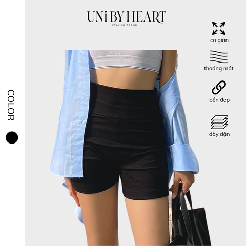 Quần Biker Short Legging BK001 cạp cao, vải umi cao cấp, co giãn 4 chiều, thoáng mát, độ bền cao  - Uni By Heart