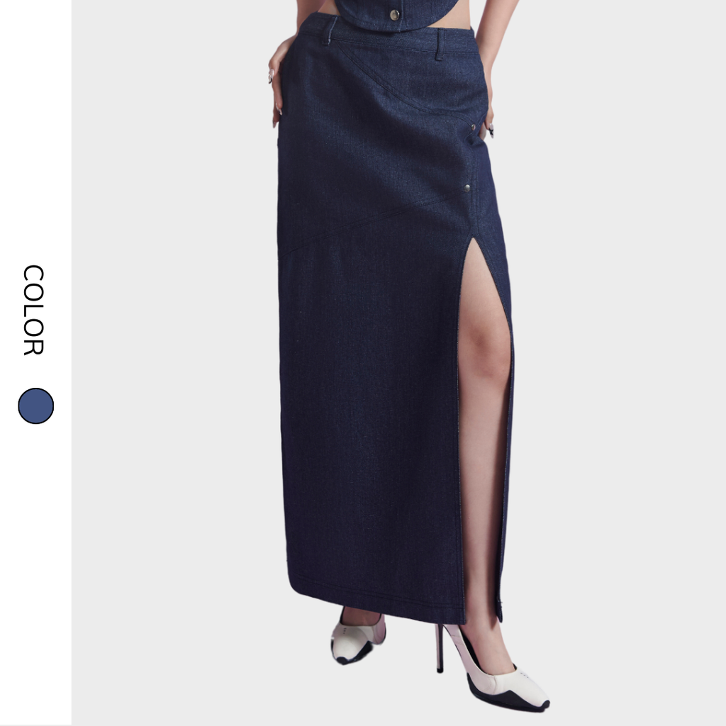 Chân váy bò dáng dài Naomi Skirt VB001 thiết kế xẻ tà, kiểu dáng basic dễ phối đồ - Uni By Heart