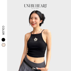 Áo 2 dây cổ yếm Bora Top AY003 dáng ngắn croptop, chất liệu thun gân, trẻ trung hiện đại - Uni By Heart
