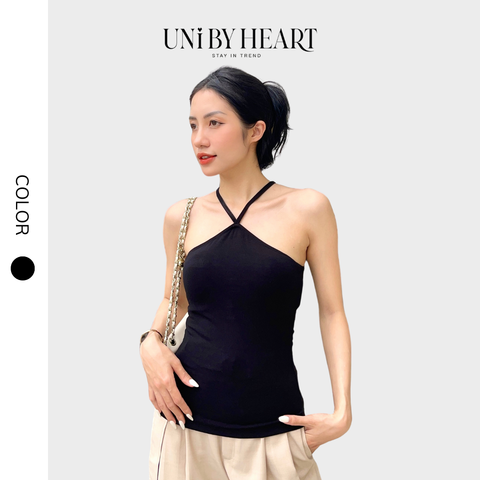 Áo yếm dây chéo Layla Top AY002 chất liệu thun zip cotton, áo ôm 2 dây chéo cổ dáng ngắn hiện đại - Uni By Heart