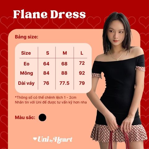 Váy ôm body trễ vai Flane Dress VTV02 dáng ngắn, phối viền chân váy xếp ly - Uni By Heart