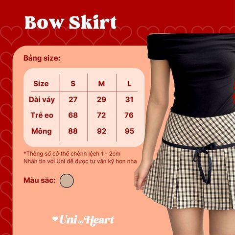 Chân váy kẻ caro Bow Skirt CV031 phối dây nơ, dáng xòe ngắn, xếp ly - Uni By Heart