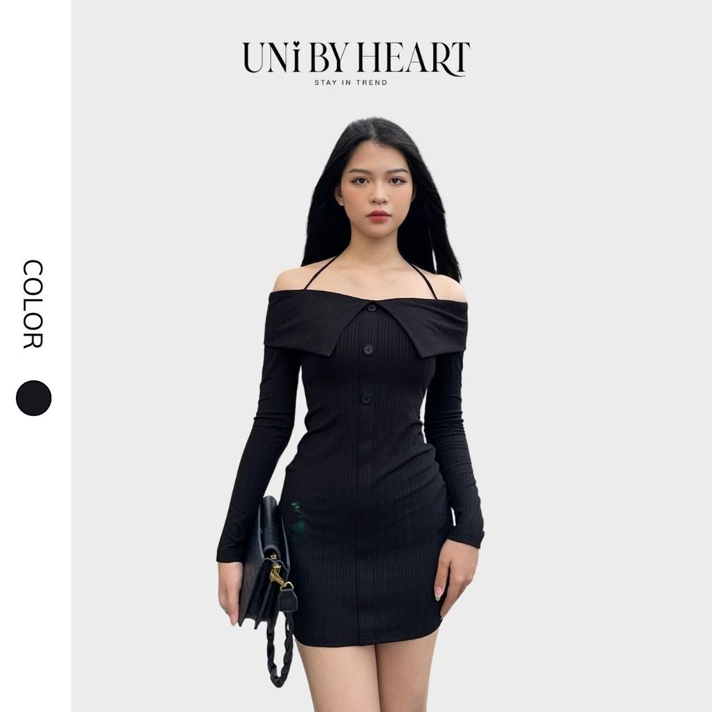 Đầm body Gina Dress VTV01 thiết kế dây buộc cổ, váy ôm body, chất liệu thun gân kép - Uni By Heart