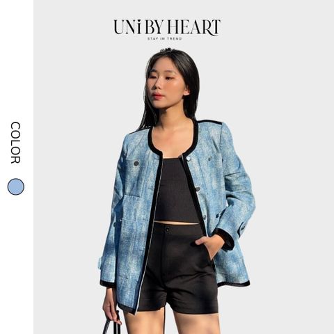 Áo khoác jeans Kira Jacket AJ001 form dáng rộng oversized, chất liệu vải dày dặn, áo có độn vai - Uni By Heart