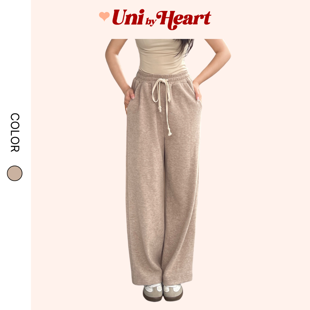 Quần len lông Classy Wide Leg QD021 cạp chun co giãn, ống rộng, kiểu dáng suông đứng - Uni By Heart