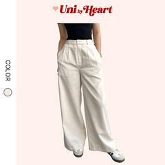 Quần ống rộng Linen Pants QD023 nút gài, lưng thun - Uni By Heart