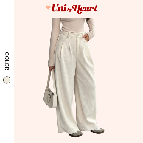 Quần nhung tăm Elactic Pants QD022 ống rộng, dáng suông, trẻ trung thanh lịch - Uni By Heart