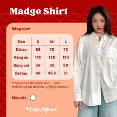 Áo sơ mi nữ Madge SMI023 màu trắng, form rộng, có túi trước ngực - Uni By Heart