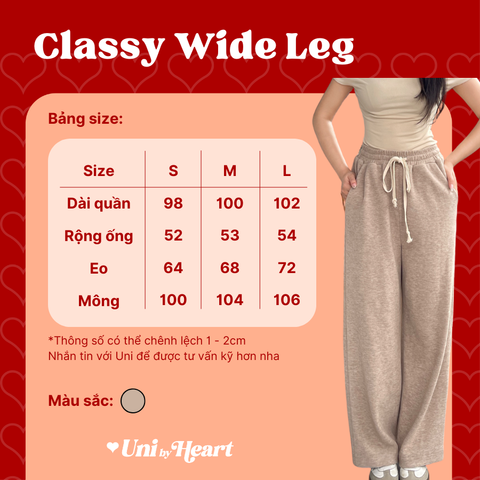 Quần len lông Classy Wide Leg QD021 cạp chun co giãn, ống rộng, kiểu dáng suông đứng - Uni By Heart