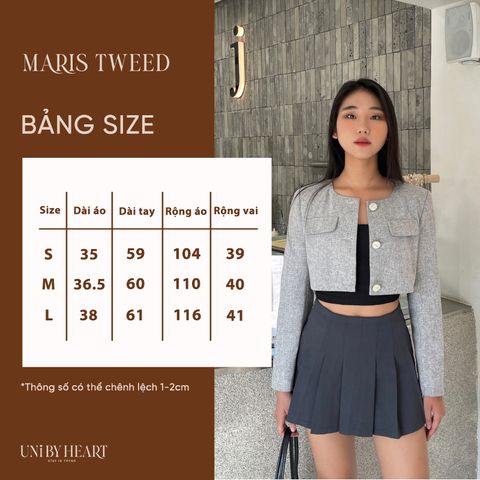 Áo khoác Maris Tweed AD002 vải tweed, chất liệu dày dặn, áo màu xám, dáng áo ngắn, dài tay - Uni By Heart