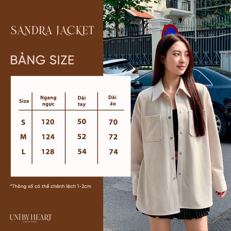 Áo khoác sơ mi Sandra Shirt SMI022 form dáng rộng oversized, chất liệu dày dặn - Uni By Heart