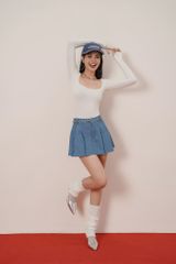 Chân váy bò xếp ly Yuna Skirt CV024 chất liệu jeans, dáng ngắn, dễ phối đồ - Uni By Heart