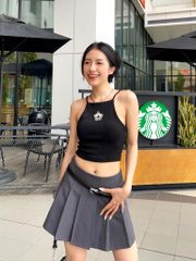 Áo 2 dây cổ yếm Bora Top AY003 dáng ngắn croptop, chất liệu thun gân, trẻ trung hiện đại - Uni By Heart