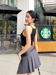 Áo 2 dây cổ yếm Bora Top AY003 dáng ngắn croptop, chất liệu thun gân, trẻ trung hiện đại - Uni By Heart