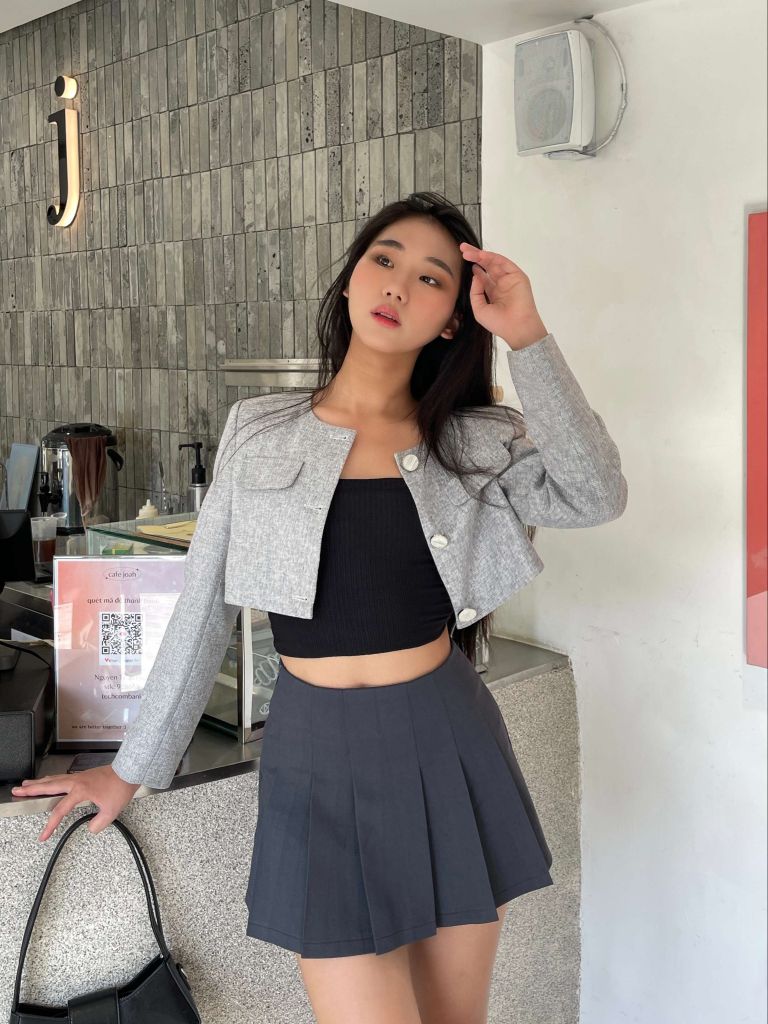 Áo khoác Maris Tweed AD002 vải tweed, chất liệu dày dặn, áo màu xám, dáng áo ngắn, dài tay - Uni By Heart