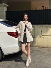 Áo khoác sơ mi Sandra Shirt SMI022 form dáng rộng oversized, chất liệu dày dặn - Uni By Heart