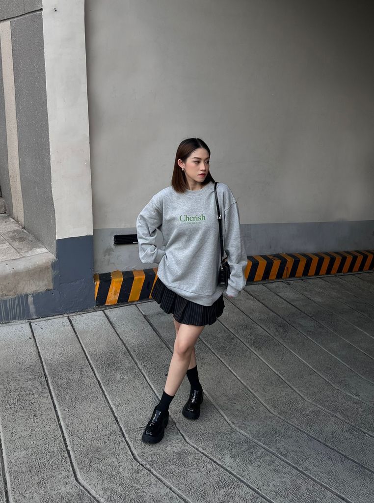 Áo nỉ sweater Cherish AN002 form dáng rộng, chất liệu dày dặn - Uni By Heart