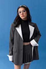 Áo blazer nữ Anne AK006 phối cổ trắng, tay trắng, chất liệu dày dặn, kiểu dáng hiện đại - Uni By Heart