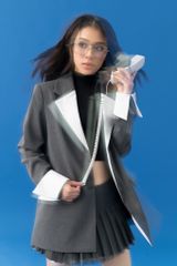 Áo blazer nữ Anne AK006 phối cổ trắng, tay trắng, chất liệu dày dặn, kiểu dáng hiện đại - Uni By Heart