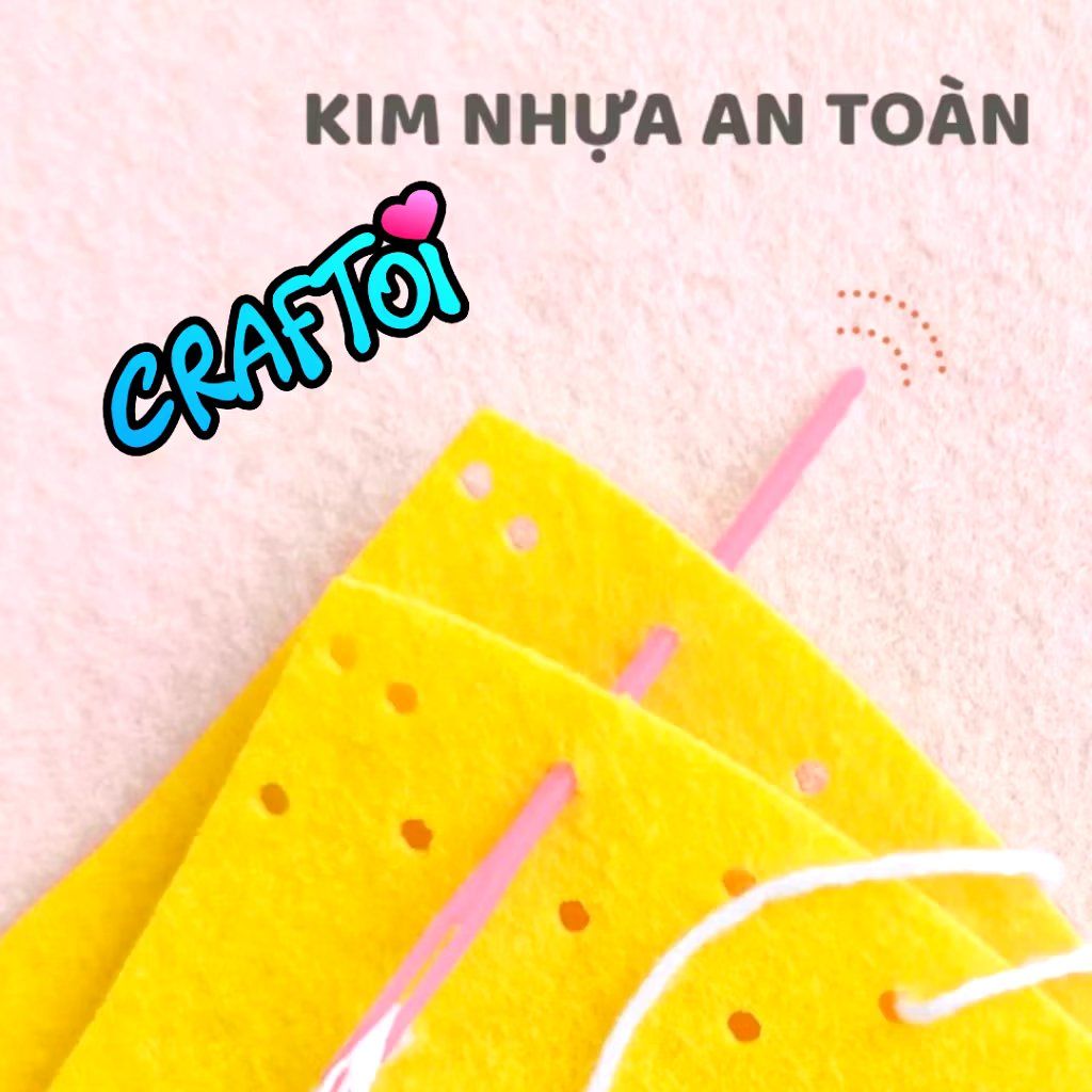 KIM NHỰA Bộ Thủ Công Trẻ Tự Làm Thú Bông 5+ Valentine Heart Craftoi Felt Sewing toy prepunched holes plastic needle