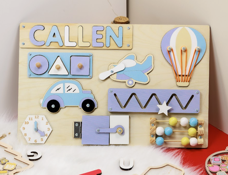 Busy board - Rectangle with air balloon - Size L
