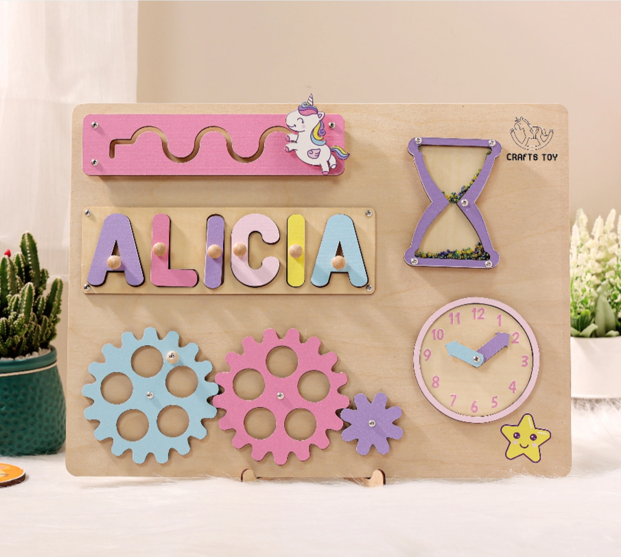 Busy board - Rectangle unicorn theme - Size L