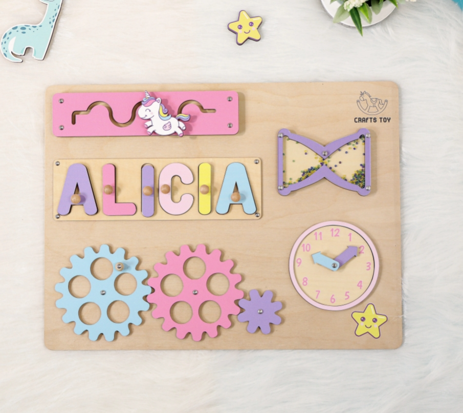 Busy board - Rectangle unicorn theme - Size L