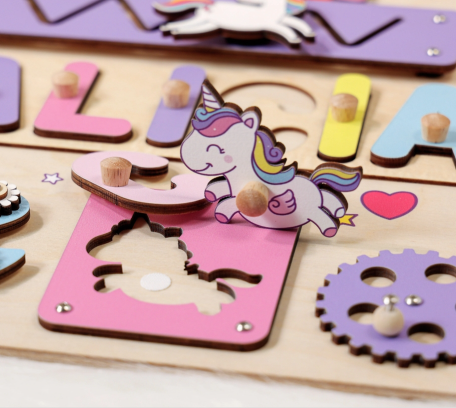 Busy board - Rectangle unicorn theme - Size L