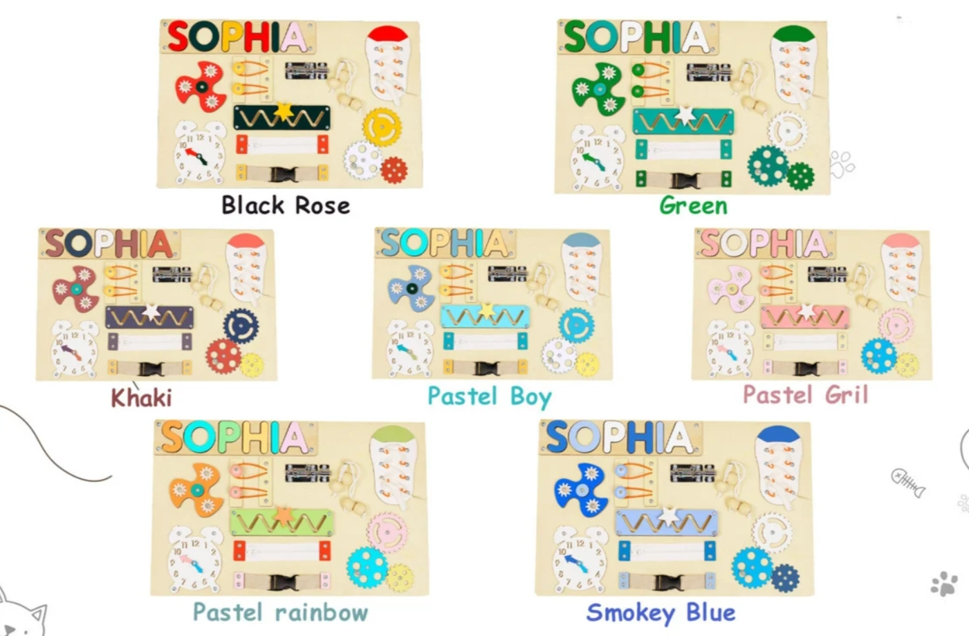 Busy board - Rectangle with shoe lace - Size L