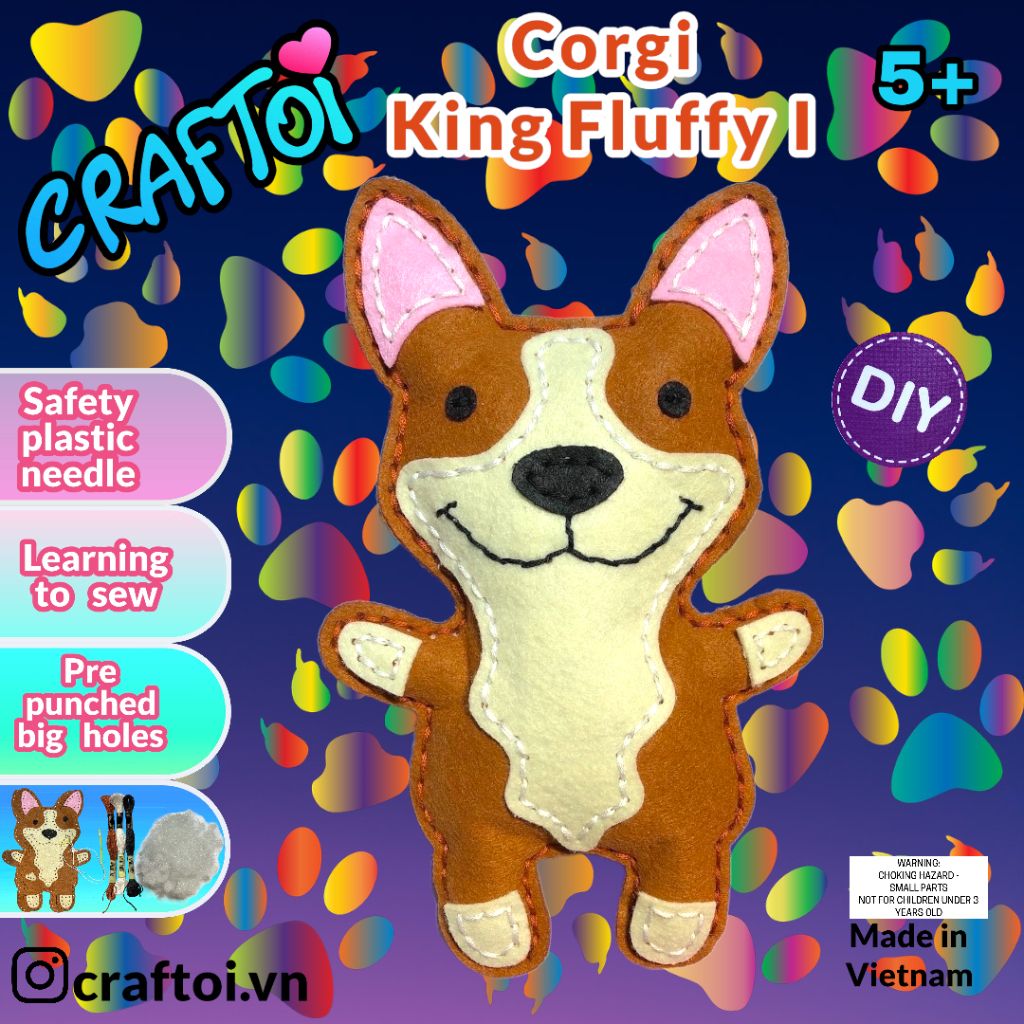 Bộ Thủ Công Trẻ Tự Làm Thú Bông CORGI KING FLUFFY