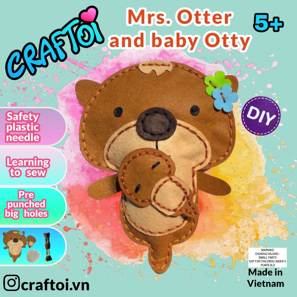 Bộ Thủ Công Trẻ Tự Làm Thú Bông MRS OTTER & BABY OTTY