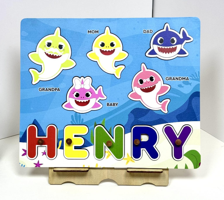 Ghép hình gỗ tùy chỉnh - Baby Shark - Size M