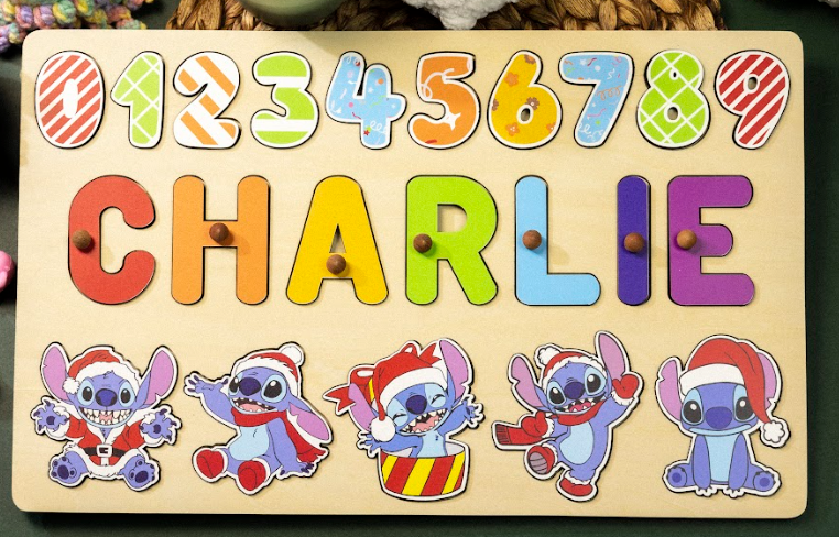 Ghép hình gỗ tùy chỉnh - Christmas Stich & numbers - Size XL