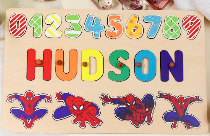 Ghép hình gỗ tùy chỉnh - Spiderman & numbers - Size XL